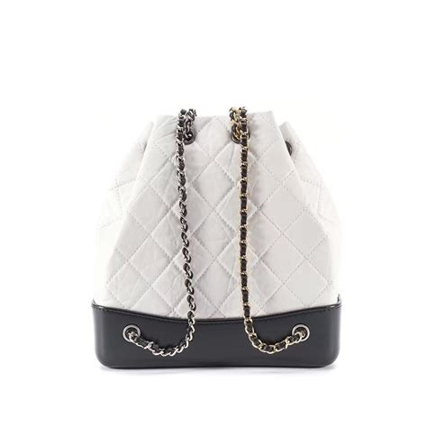 replica 2019 chanel white black gabrielle quilted leather bucket bag|cheap chanel bag dupes.